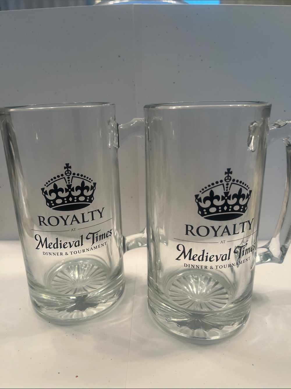 Royalty At Medieval Times 7in Heavy Glass Beer Mugs - Set of 2 - NWOT
